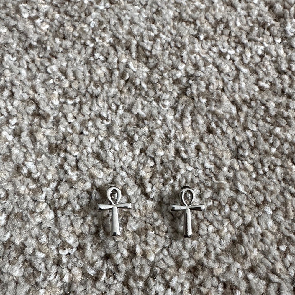 Silver Ankh Earrings